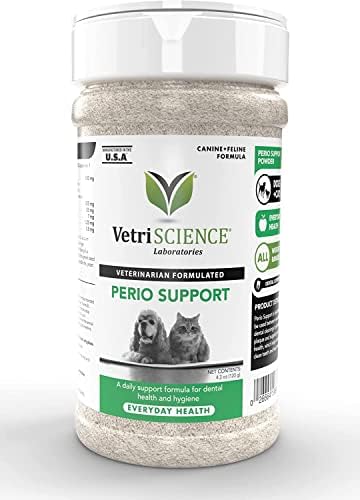VETRISCIENCE Perio Support Teeth Cleaning Dental Powder for Dogs and Cats, Up to 192 Servings – Clinically Proven to Reduce Plaque and Tartar
